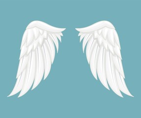 Angel wings cartoon. Wings with feathers for tattoo, wings for logo