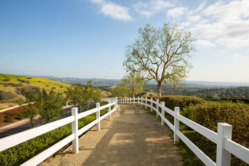 Daytime view of a public trail and city view of Yorba Linda, California, USA. - Powered by Adobe