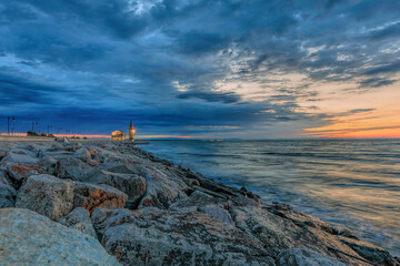 Alba sul lungomare di Caorle, Santuario della Madonna dell'Angelo