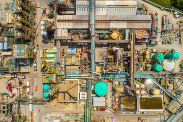 Top Down Aerial View of Massive Refinery Operation based next to the Ohio River USA