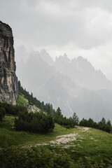 Obraz premium Moody , rainy day in dolomites, Italian Alps.