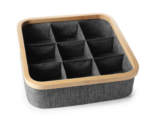 Empty textile organizer on white background