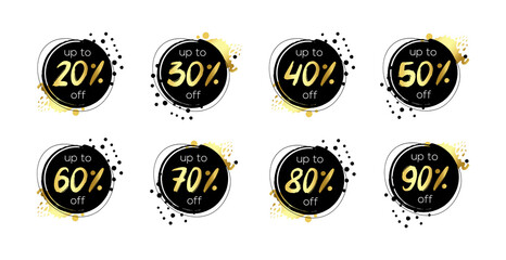 Abstract Set of black Friday 2021 sale banner up to off pack template premium poster vector. Black Friday sale label template design for banner, idea, cover, booklet, print, flyer, card, poster, badge