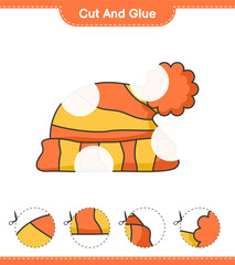 Cut and glue, cut parts of Hat and glue them. Educational children game, printable worksheet, vector illustration