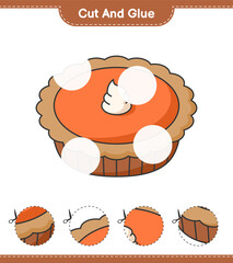 Cut and glue, cut parts of Pie and glue them. Educational children game, printable worksheet, vector illustration