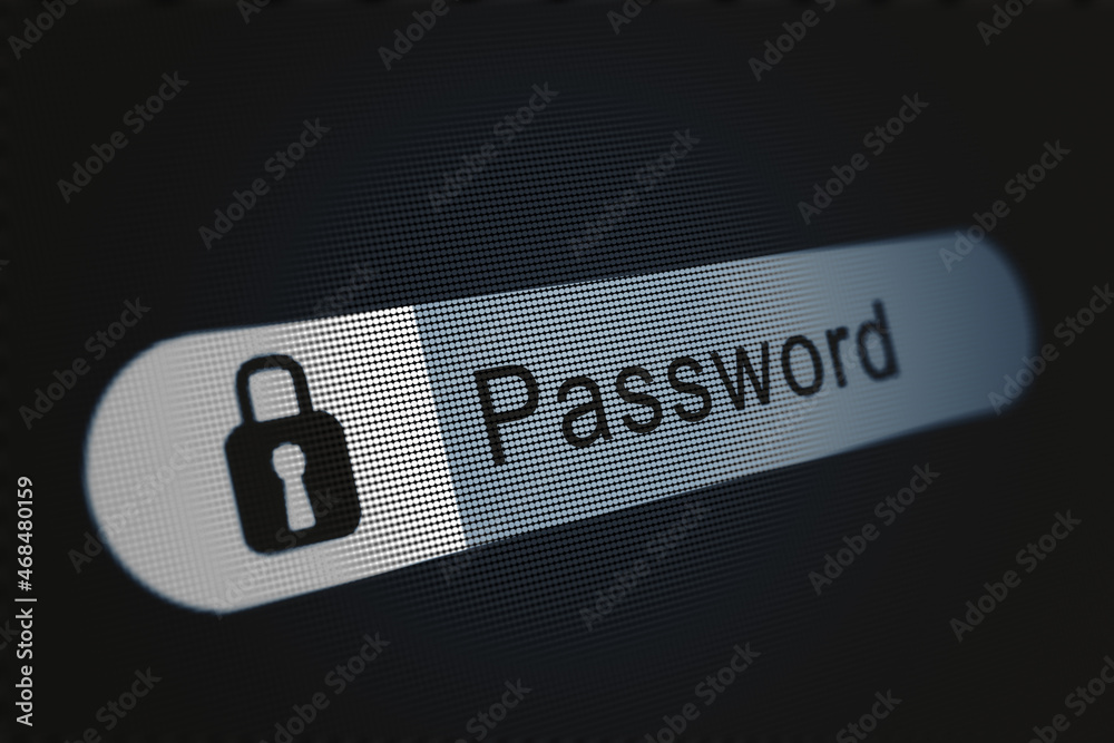 Poster Creative password bar on dark background. Protection and safety concept. 3D Rendering.