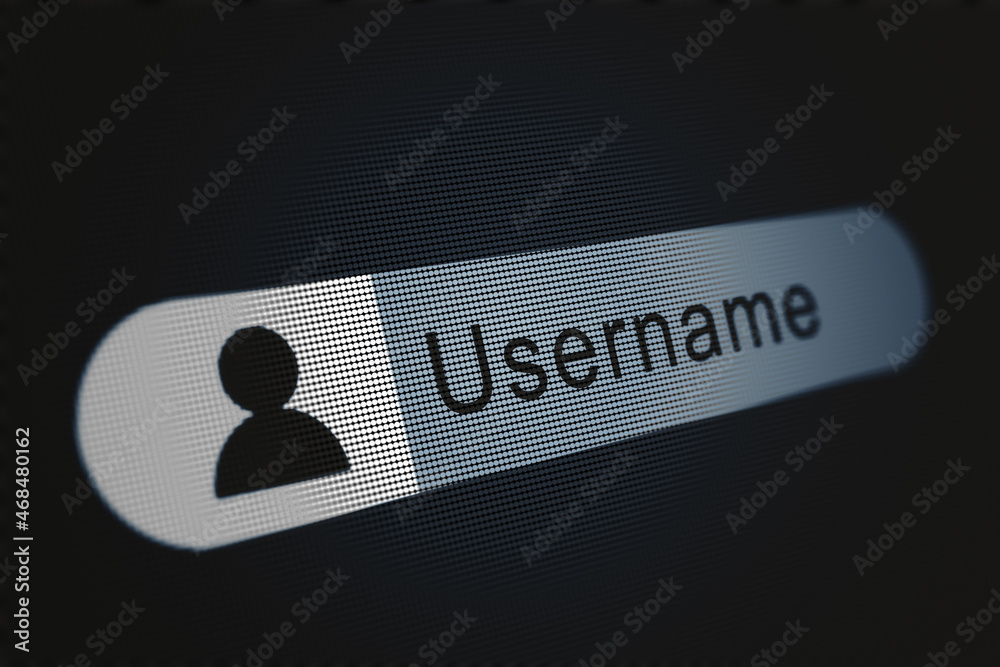 Aufkleber Creative username bar on dark background. Data and information concept. 3D Rendering.