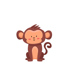 Cute monkey charcter. Hand drawn vector illustration for children print. Scandinavian style Vector illustration  in Flat design.