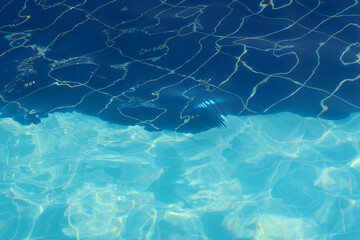 Blue ripped water in the swimming pool. Swimming pool water surface background