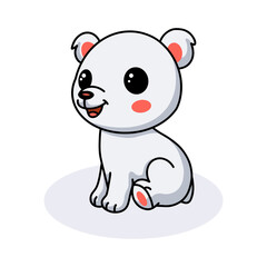 Cute little polar bear cartoon sitting