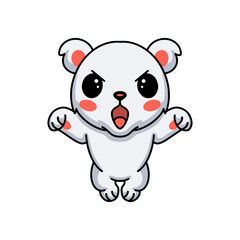 Naklejka premium Cute angry little polar bear cartoon