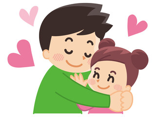 小さな娘を抱きしめる父親