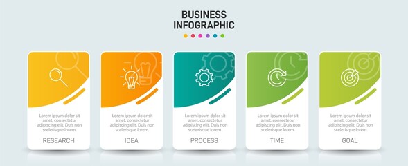 Infographic design with icons and 5 options or steps. Thin line vector. Infographics business concept. Can be used for info graphics, flow charts, presentations, web sites, banners, printed materials.
