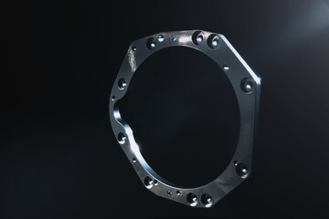 adapter plate for car tuning transmission replacement photographed at a long exposure