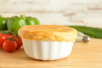 Tasty vegetable pot pie on table