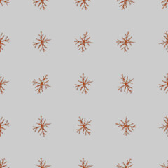 Hand Drawn Snowflakes Christmas Seamless Pattern. Subtle Flying Snow Flakes on chalk snowflakes Background. Artistic chalk handdrawn snow overlay. Impressive holiday season decoration.