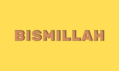 yellow background with the word bismillah, Islamic background