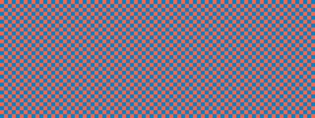 Checkerboard banner. Blue and Tomato colors of checkerboard. Small squares, small cells. Chessboard, checkerboard texture. Squares pattern. Background.