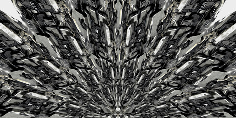 Amazing abstract silver mandala. 3d Oil paint effect, Wavy fluid trippy futurist background.