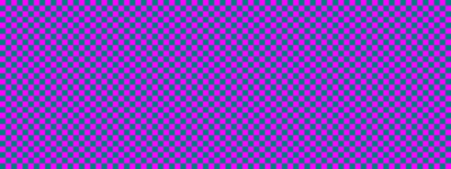 Checkerboard banner. Teal and Magenta colors of checkerboard. Small squares, small cells. Chessboard, checkerboard texture. Squares pattern. Background.