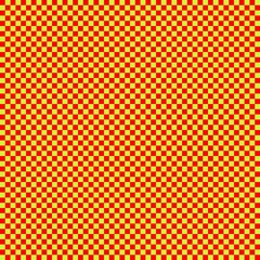 Checkerboard with very small squares. Lime and Red colors of checkerboard. Chessboard, checkerboard texture. Squares pattern. Background.