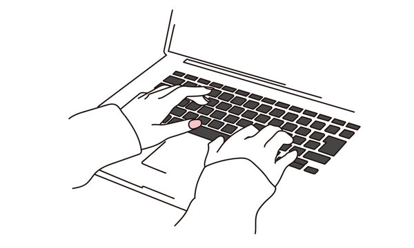 recommend clip art: パソコンでタイピングをする女性の手