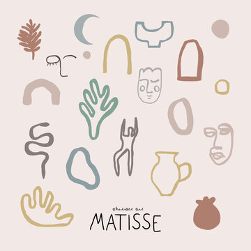 Abstract matisse contemporary art illustrations hand drawn minimal style
