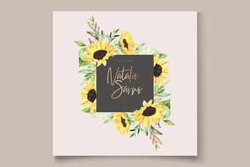 hand drawn sun flower floral card set 