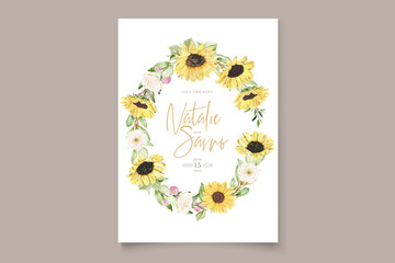 hand drawn sun flower floral card set 