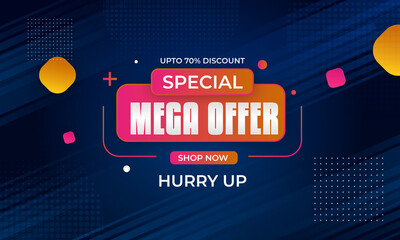  Mega sale banner, Background for mega sales, Gradient sales landing page, Abstract sale promotion banner template