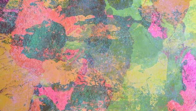 abstract watercolor aged texture multicolored light pink, green and yellow background 
