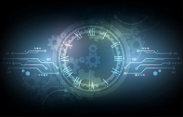 Obraz premium Technology machanical clock vector technology background