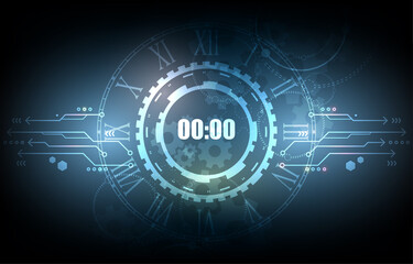 Technology vector digital clock background.technology wallpaper