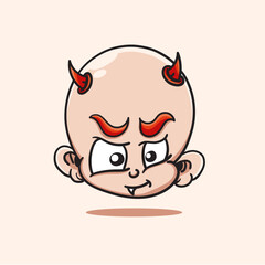 baby devil character cartoon illustration vector editable for decoration or sticker