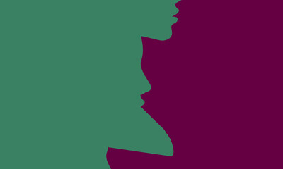 green and purple background with a wave border in the middle