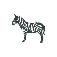 Single continuous line drawing of elegant zebra company logo identity. Horse with stripes mammal animal concept for national park safari zoo mascot. Trendy one line draw graphic design illustration