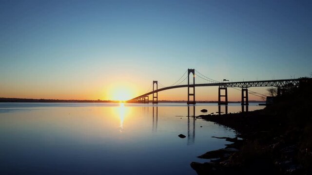 Newport Bridge Rhode Island sunrise time lapse