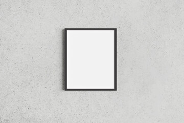 Single gray portrait picture frame mockups on terrazzo wall