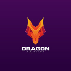 Dragon head modern colorful gradient style logo