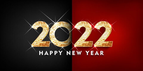 2022, Happy New Year greeting card. Vector illustration