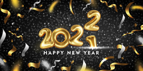 Fototapeta na wymiar 2022, Happy New Year greeting card. Vector illustration