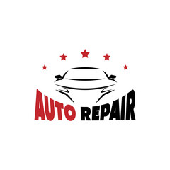 auto repair logo design template with five stars