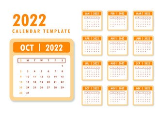 Calendar 2022 design template illustration