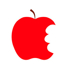 Bitten apple icon. Healthy food snack. Cartoon style. Without leaf. Fruit background. Vector illustration. Stock image.