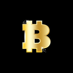 Bitcoin icon sign payment symbol. Stock investment exchange. Cryptocurrency coin logo. Vector illustration. Stock image.