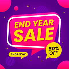 End year promo sale poster design template for social media post