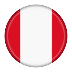 Peru flag button 3d illustration with clipping path