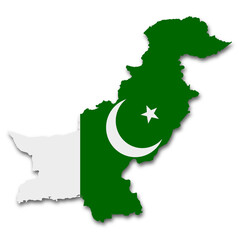 Pakistan map on white background with clipping path 3d illustration