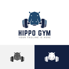 Strong Hippo Gym Barbell Workout Healthy Lifestyle Logo