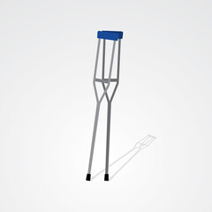 Realistic illustration of walking stick medical tool for the hospital patient and disability person on isolated background